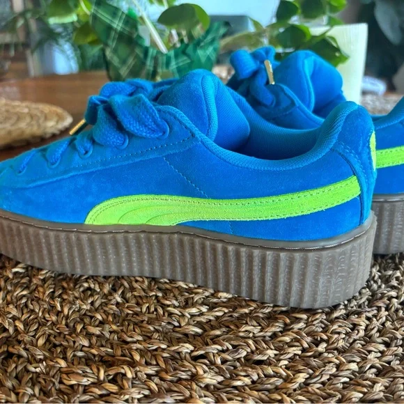 NWOT Puma Fenty Blue and Yellow creepers platform crepe sole - Picture 4 of 5